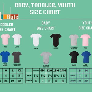 a baby, toddler, youth size chart for a baby size chart
