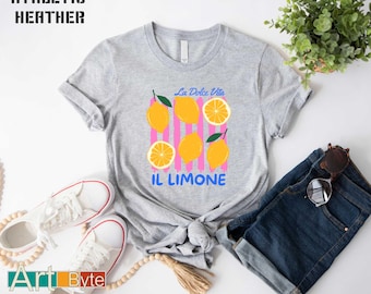 Preppy Lemon T-Shirt, French Shirt, Lemon Citrus Tee, California Shirt, Fruit Botanical Shirt, Summer Tee, Summer Vacation Shirt, Beach Tee