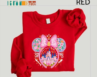 Minnie Disney Castle Sweatshirt, Disney Shirt, Disney Castle Shirt, Minnie Shirt, Valentine Disney Shirt, Disney Sweatshirt, Disneyworld Tee