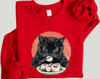 Sushi Cat Sweatshirt, Japanese Shirt, Cat Lover Gift, Kawaii Shirt, Anime Cat Shirt, Cat Lovers Gift Shirt, Cat Mom Shirt, Cat Sweatshirt