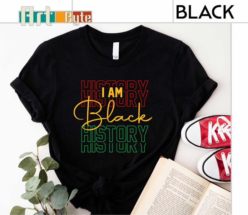 a black t - shirt with the words history printed on it