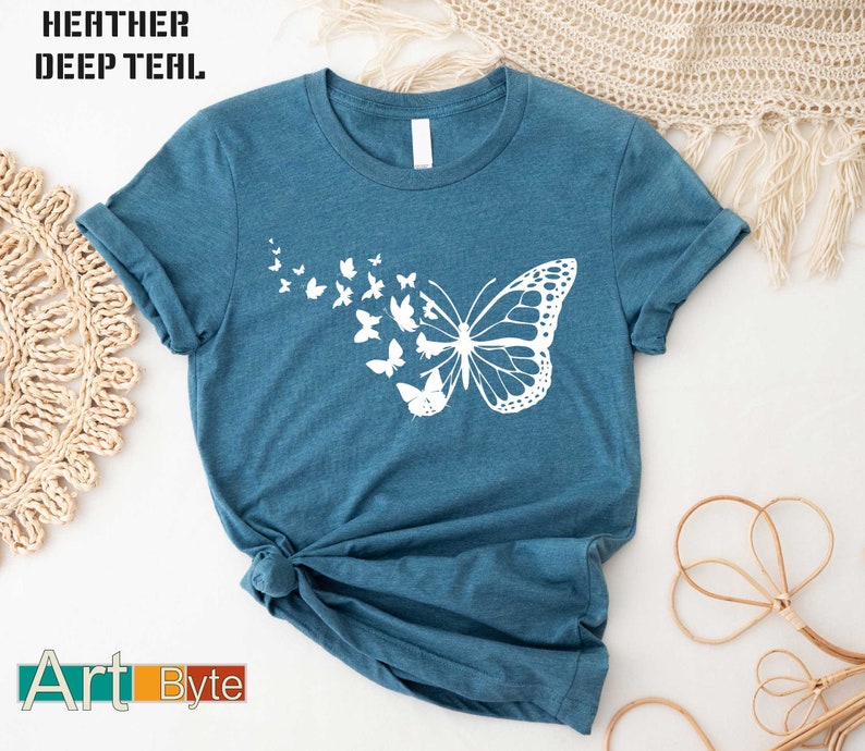 Butterfly Shirt, Butterflies Tee, Shirts for Women, Butterfly Sweatshirt, Spring Shirt, Minimalist Shirts, Gift for Her, Mothers Day Gift image 1