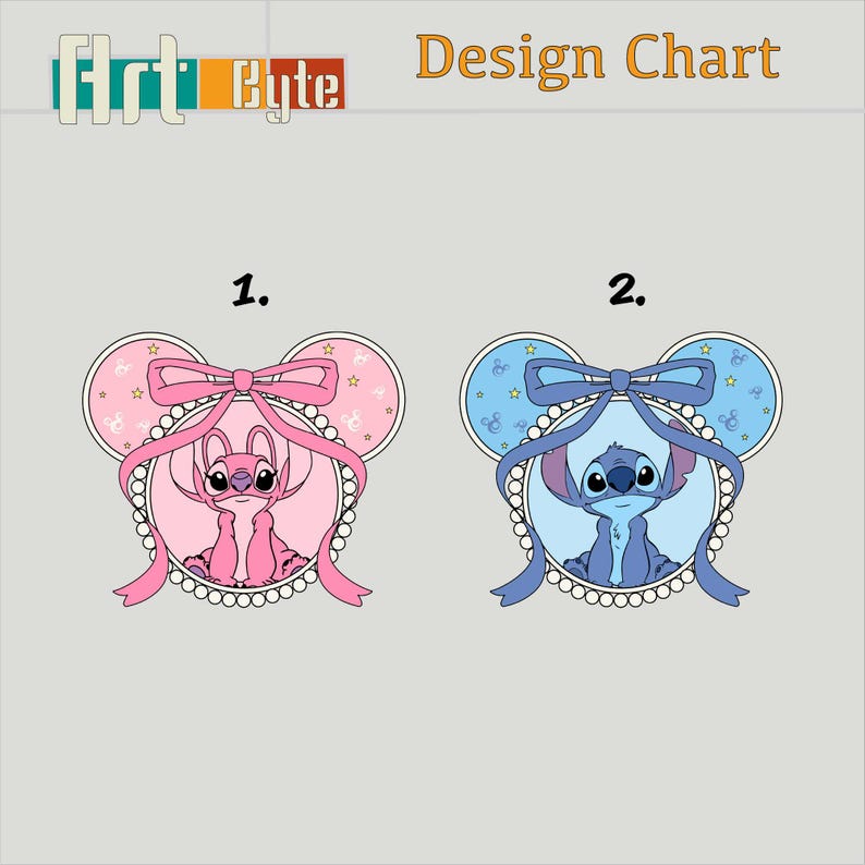 a drawing of two cartoon elephants with bows