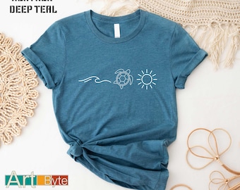Sea Turtle Shirt, Summer Tee, Beach T-Shirt, Save the Turtle T-Shirt, Ocean Tee, Gift For Women, Gift for Beach Lover, Turtle Lover Gift Tee