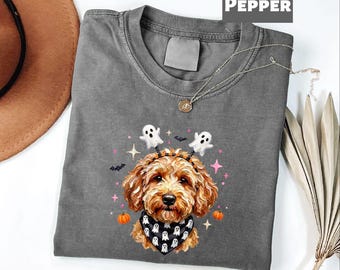Comfort Colors Halloween Goldendoodle Shirt, Spooky Dog Mom Fall T-Shirt, Funny Halloween Tee, Pumpkin Doodle Shirt, Autumn Dog Lover Shirt