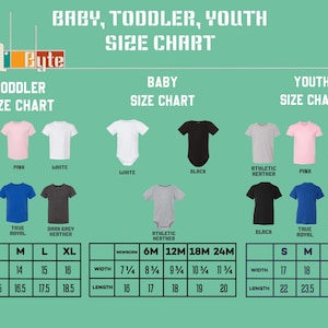 a baby, toddler, youth size chart for a baby size chart