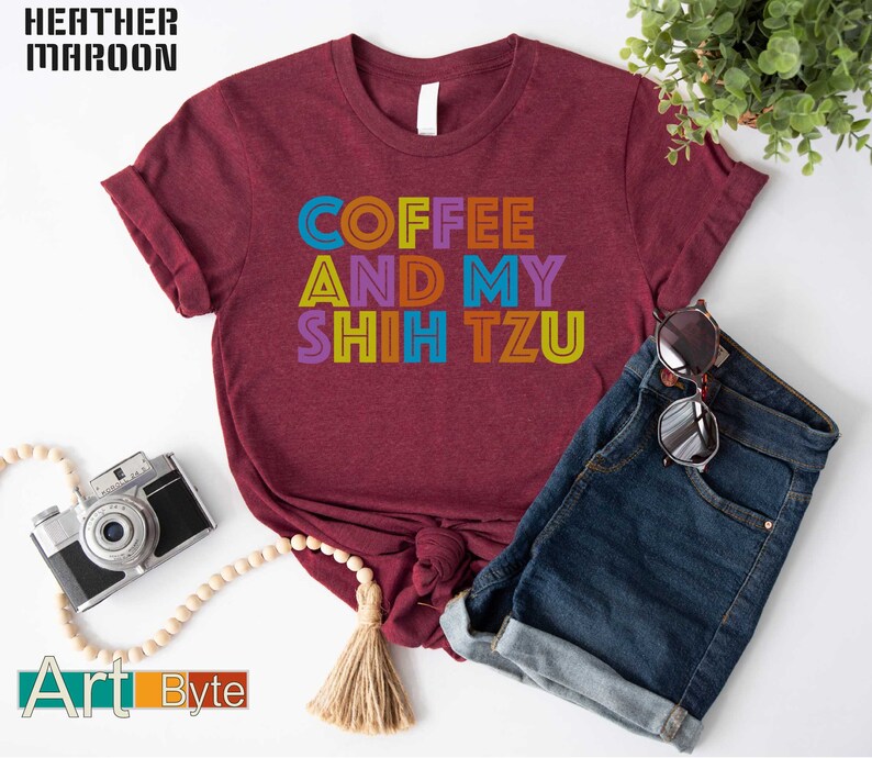 a t - shirt with the words coffee and my shihzu on it