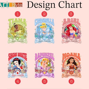 a poster with the names of disney characters