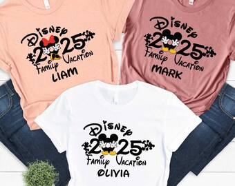Custom 2025 Family Vacation Custom Name Shirt, Disneyland Shirts, Personalized Disney Vacation Shirts, Disney Shirts, Mickey Minnie Shirt