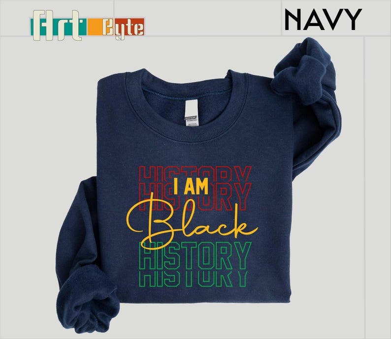 a navy shirt with the words black history on it