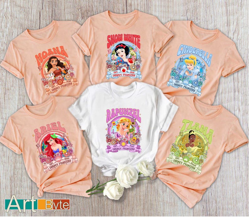 Princess Shirt, Cinderella Shirt, Snow White Tee, Ariel T-Shirt, Belle Tee, Rapunzel Tee, Disneyland Shirt, Girl Disney Trip 2025 Shirt image 1