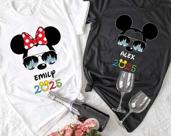 Custom Name Disney Mickey and Minnie 2025 Shirt, Family Vacation Matching Shirt, Mickey and Minnie Shirt,Personalized Disneyworld Trip Shirt