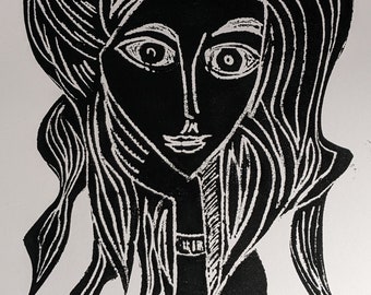 Woman Thinking Original Print