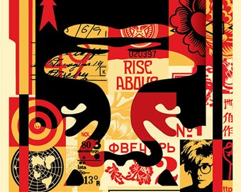 Obey 3-face Collage, Signed Offset Lithograph Set (3) Lithographs