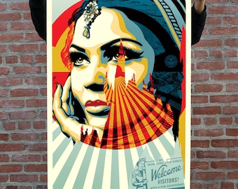 Welcome Visitors, Target Exceptions, Original Hand-Signed Offset Lithograph by Shepard Fairey