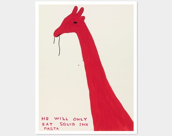 He Will Only Eat Squid Ink Pasta, David Shrigley, Original Lithograph Art Poster