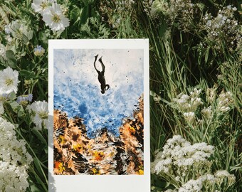Sea Diver Watercolor Print: Ocean Adventure Art, Coastal Wall Decor