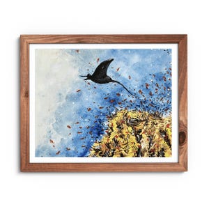 Stingray Watercolor Art Print: Coastal Ocean Wall Decor