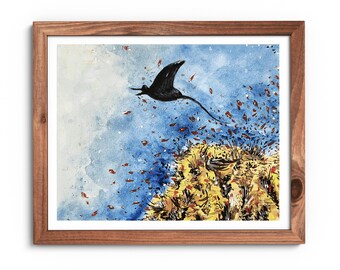 Stingray Watercolor Art Print: Coastal Ocean Wall Decor