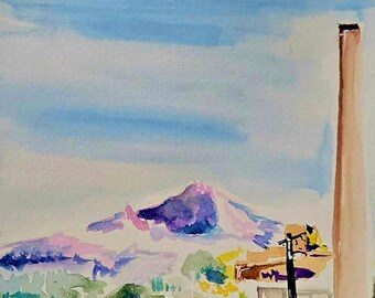 Watercolor Landscape Art Print on German Etched Paper | Mountain View Painting Wall Decor | Fine Art Print | Nature Home Office Art