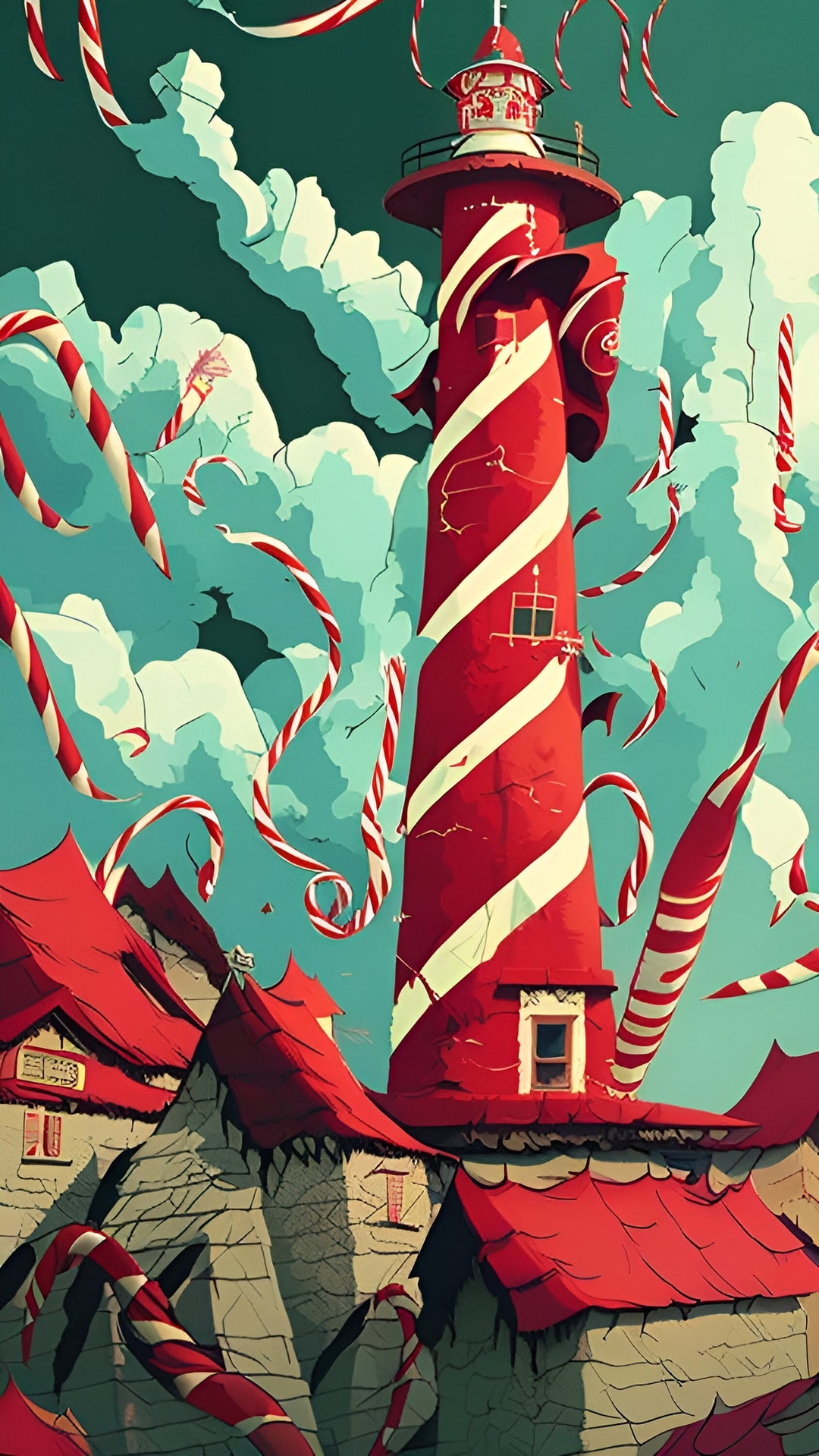 Candy Cane Lighthouse Digital Download Etsy