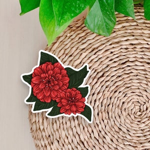 Zinnia Flower Vinyl Sticker Kiss-Cut Vinyl Sticker Floral Laptop Sticker Water Bottle Sticker