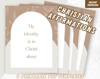 信仰深い女性のためのキリスト教の肯定文 / キリスト教の女性のための印刷可能な肯定文 4 つ / 聖書の信仰に満ちた母親のための肯定文カード