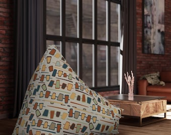 Retro Geometric Bean Bag Chair Cover, Seventies Colors, Mid Century Modern Groovy Pattern