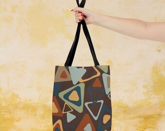 Retro Tote Bag: Mid Century Modern Colorful Triangles