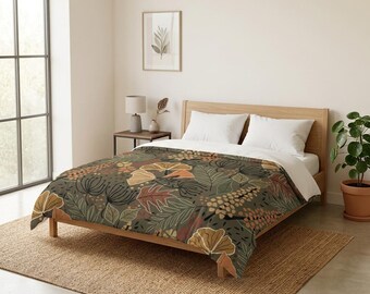 Maximalist Boho Floral Spring Vibes Microfiber Duvet Cover | Warm Colors