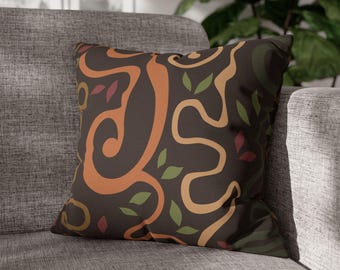 Abstract Colorful Squiggly Botanical Stems Pillowcase | Modern Decorative Throw