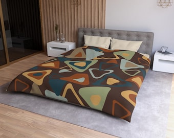 Retro Geometric Duvet Cover: Mid-Century Modern Bedding