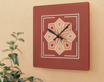 Geometric Acrylic Wall Clock: Modern Boho Home Decor