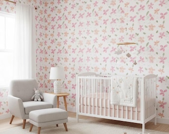 Watercolor Floral Print | Green Leaves | Peel and Stick Wallpaper 17.7"x118" (Made in USA)