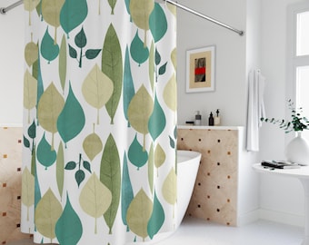 Duschdraperi med botaniskt löv: Naturinspirerad badrumsdekor i polyester