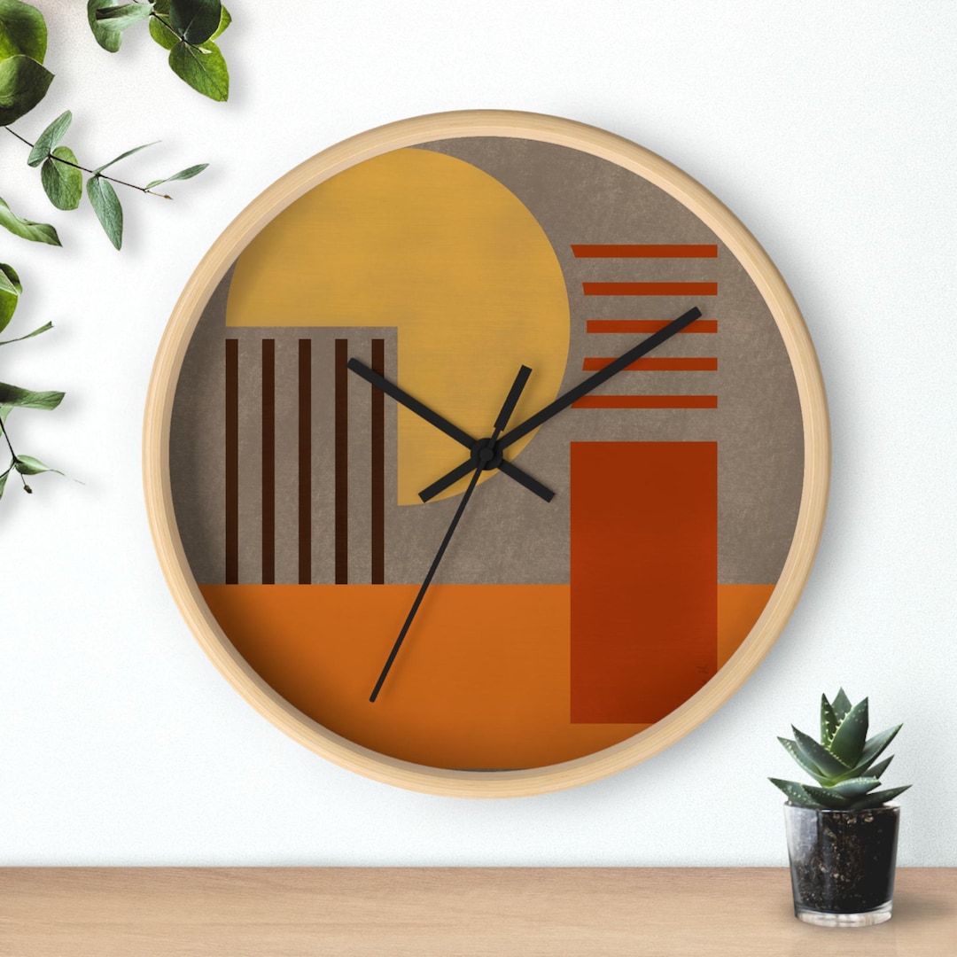Geometric Wall Clock: Warm Colors, Modern Abstract Design - Etsy