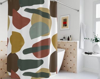 Abstract Colorful Oil Paint Shapes Shower Curtain | Modern Art
