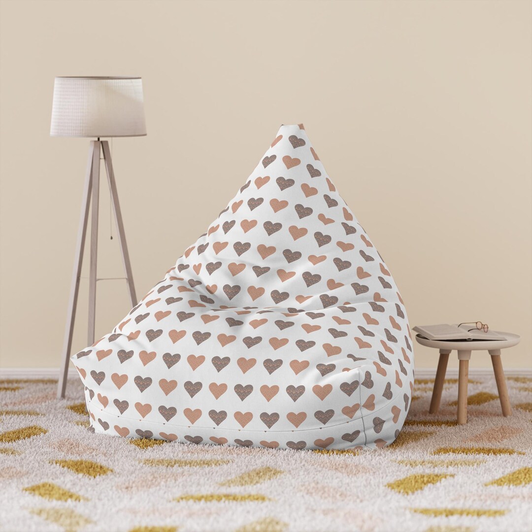 Heart Pattern Bean Bag Chair Cover Cozy Lounge Seating Etsy