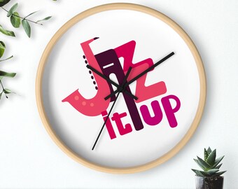 Funky Jazzy Wall Clock: Purple Pink Music Decor