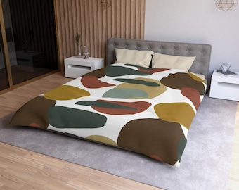 Abstract Colorful Oil Paint Shapes Microfiber Duvet Cover | Modern Art Bedding