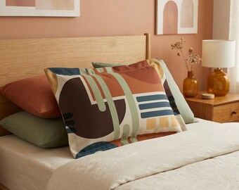 Abstract Geometric Shapes Microfiber Pillow Sham | Mid Century Modern Pattern