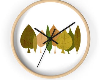 Autumn Leaves Wall Clock: Minimalist Fall Decor