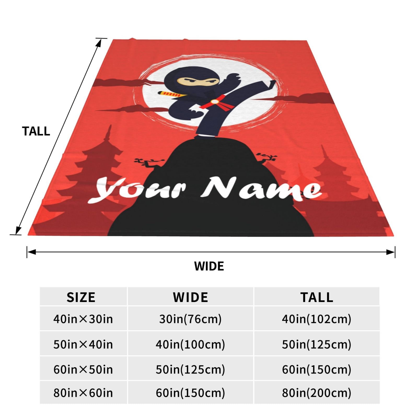 Ninja Pattern Print Blanket