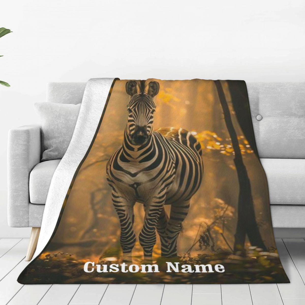 Zebra fleece blanket sale