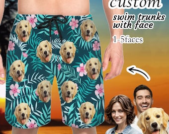 Tronco de natación facial personalizado, traje de baño personalizado para hombres, bañadores divertidos, traje de baño personalizado para hombres faciales, pantalón corto de playa personalizado, regalos para él