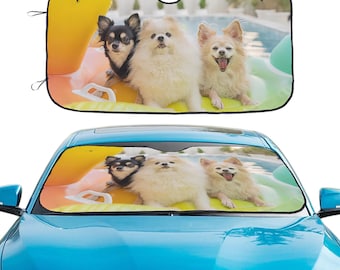 Personalisierter Sonnenschutz mit Foto, Sonnenschutz für die Windschutzscheibe mit individuellem Haustierfoto, Sonnenschutz mit personalisiertem Bild/Text zum Schutz vor UV-Strahlen
