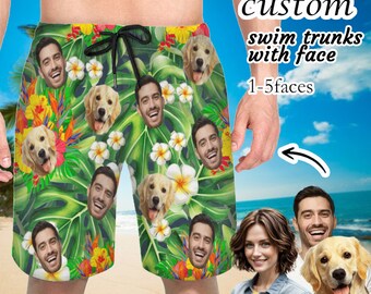 Tronco de natación facial personalizado, traje de baño personalizado para hombres, bañadores divertidos, traje de baño personalizado para hombres faciales, pantalón corto de playa personalizado, regalos para él