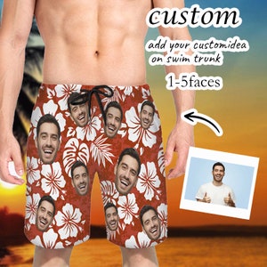 Custom Face Swim Trunk, Custom Men Bathing Suit, Funny Swim Trunks, Personalized Face Men Swimsuit, Custom Beach Short, Gifts for Him