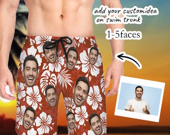 Tronco de natación facial personalizado, traje de baño personalizado para hombres, bañadores divertidos, traje de baño personalizado para hombres faciales, pantalón corto de playa personalizado, regalos para él