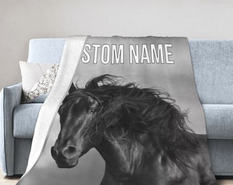 Horse Blanket, Horse Custom Name Blanket, Horse Throw Blanket, Horse Cozy Blanket, Horse Adult Blanket, Horse Kid Blanket, Horse Merch